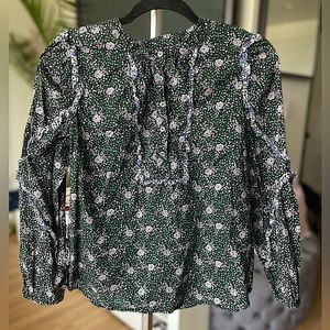J Crew Liberty Ruffle Sleeve Top Franklyn Floral Black Ivy S